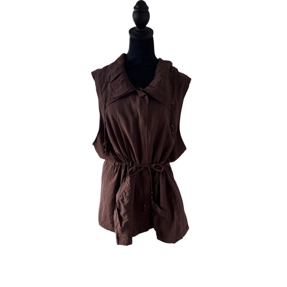 Brown Cinched Waist Sleeveless Utility Vest – English Countryside Womens 2Z - Picture 9 of 9